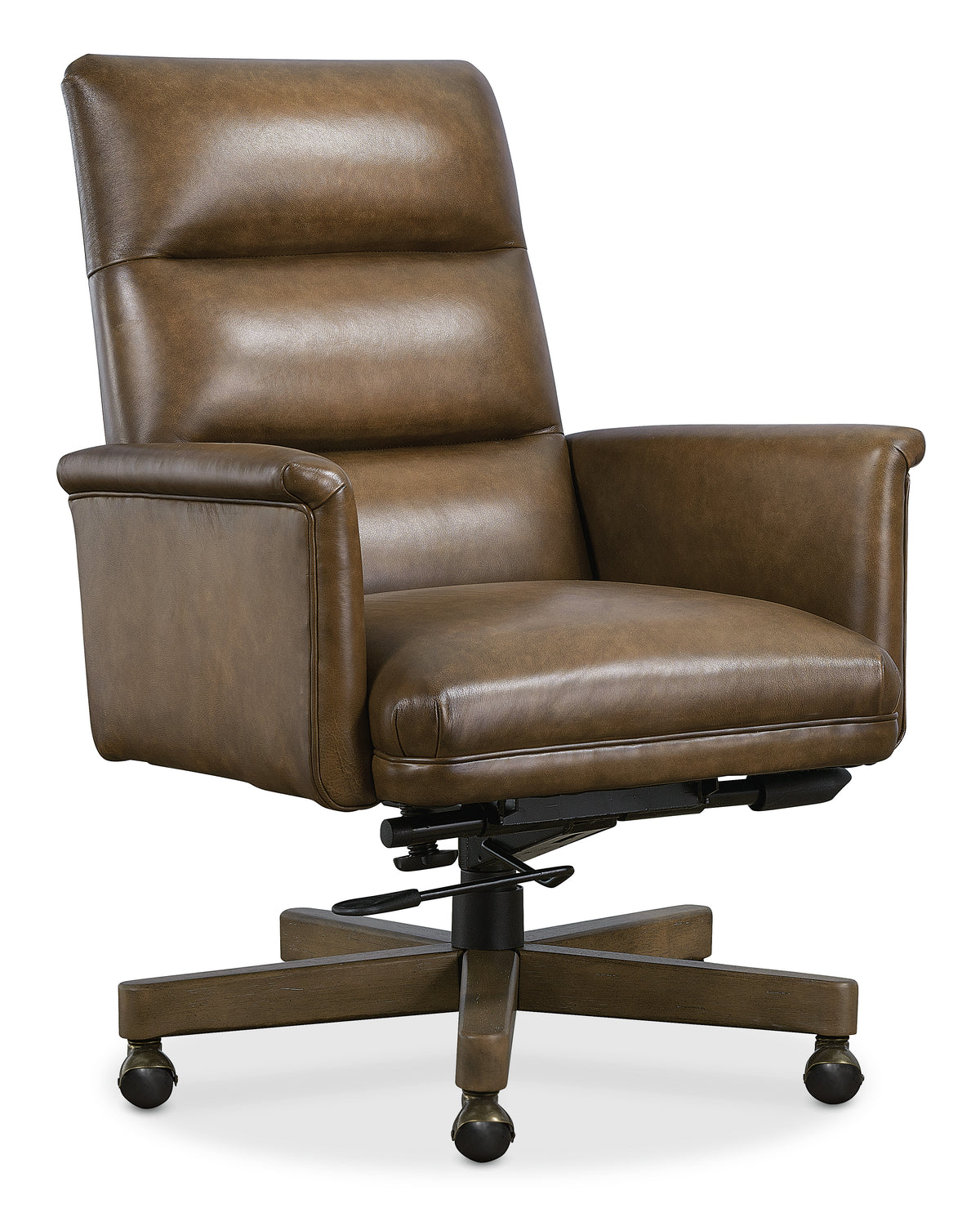 a brown leather office chair