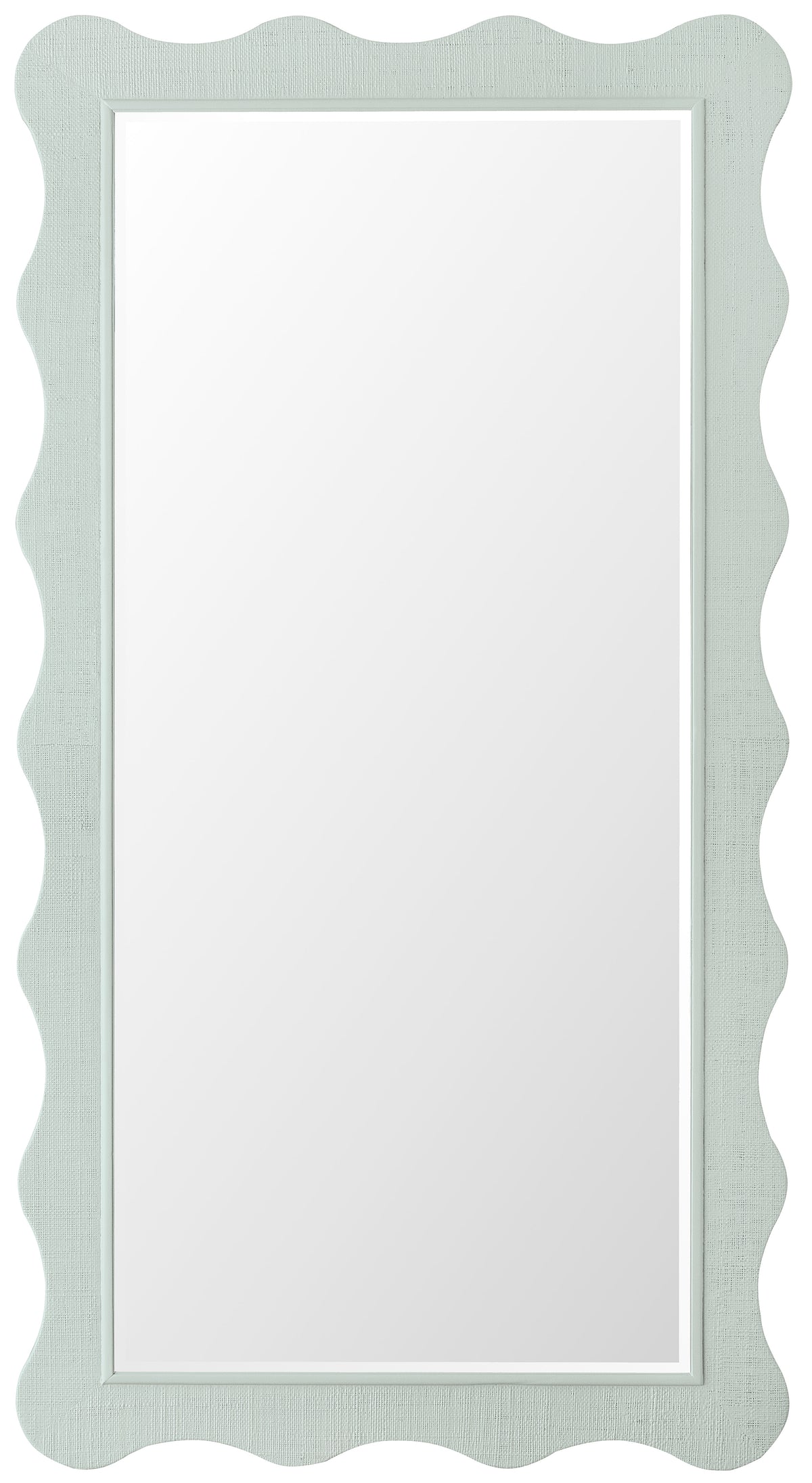 a white rectangular mirror with a white border