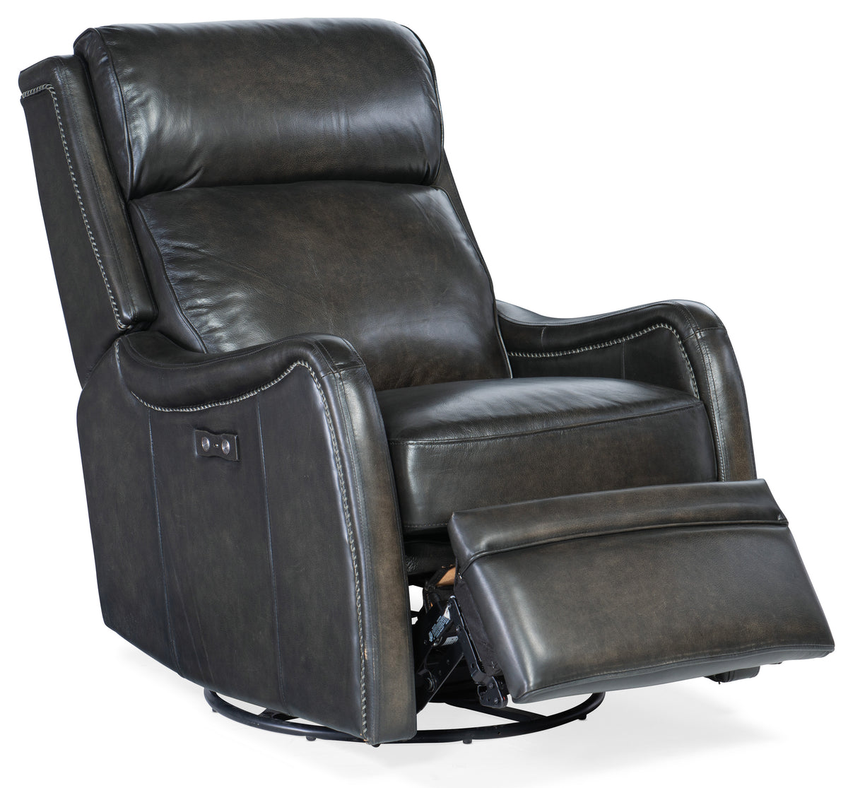 a black leather recliner chair