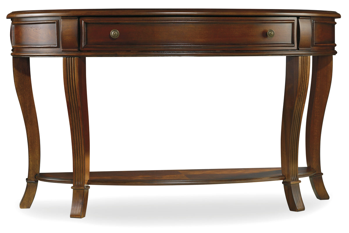 a wooden table with a drawer